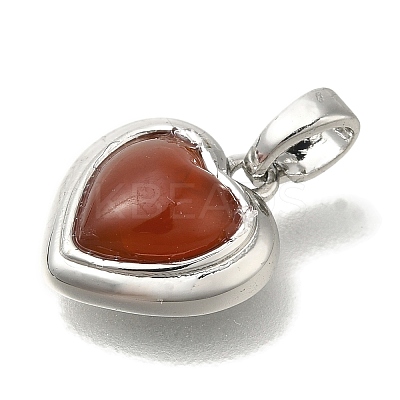 Natural Carnelian(Dyed & Heated) Heart Charms KK-K388-02P-1