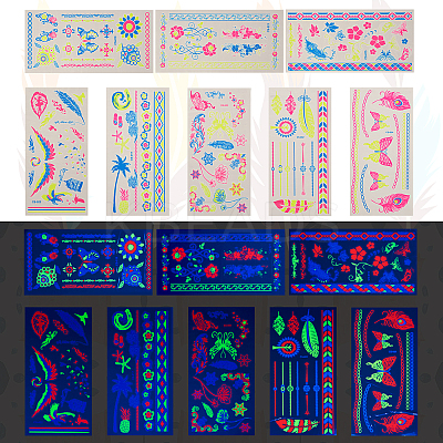 8 Sheets 8 Style Creative Fluorescent Arm Removable Temporary Tattoos Paper Stickers STIC-TA0002-02-1