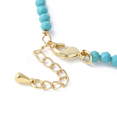 Synthetic Turquoise Faceted Round Beaded Bracelet Making KK-F892-28G-1