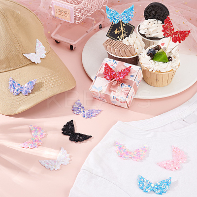 105Pcs 7 Colors Angel Wing Polyester Embroidery Appliques PATC-GA0001-27-1