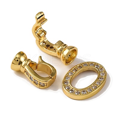 Rack Plating Brass Micro Pave Clear Cubic Zirconia Flod Over Clasps KK-B103-04G-1
