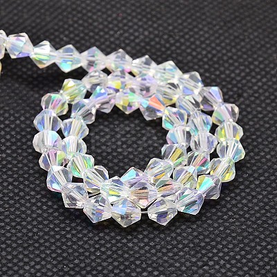 Imitate Austrian Crystal Electroplate Bicone Glass Bead Strands LS-GLAA-F029-4x4mm-A01-1