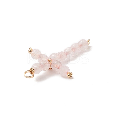 Natural Mixed Stone Faceted Round Copper Wire Wrapped Pendants PALLOY-JF02011-1