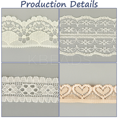 4 Styles Polyester Lace Trim OCOR-GF0005-25C-1