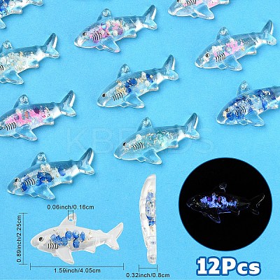 12Pcs Transparent Luminous Acrylic Pendants TACR-YW0003-43-1