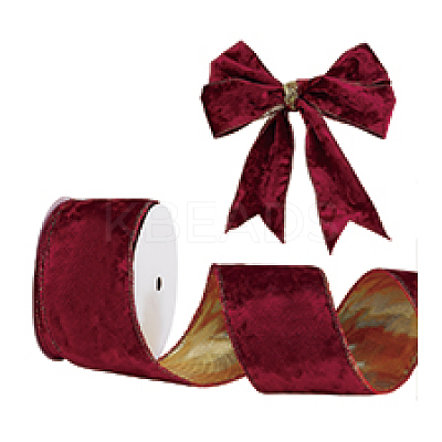 10 Yards Single Face Velvet Wired Ribbon OCOR-WH0091-08B-1
