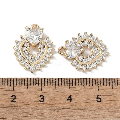 Brass Micro Pave Clear Cubic Zirconia Pendants KK-S367-09B-1