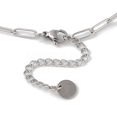 Rack Plating 304 Stainless Steel Paperclip Chain Necklaces NJEW-Q348-01P-1-1