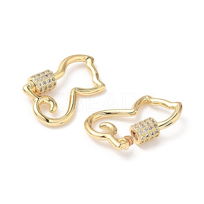 Brass Micro Pave Clear Cubic Zirconia Screw Carabiner Lock Charms LS-KK-Z118-06G-06-1