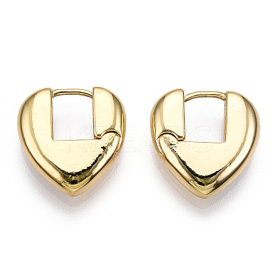 Clear Cubic Zirconia Heart Hoop Earrings EJEW-F304-03G-1