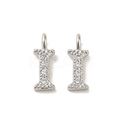Initial Letter Brass Micro Pave Cubic Zirconia Pendants ZIRC-F008-I-1