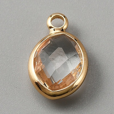 Faceted Glass Pendants LS-KK-WH0046-59G-04-1