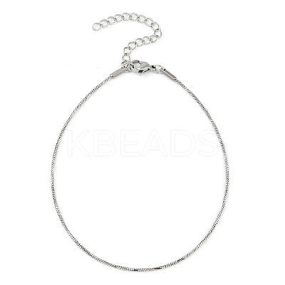 304 Stainless Steel Snake Chain Anklets AJEW-G024-07P-1