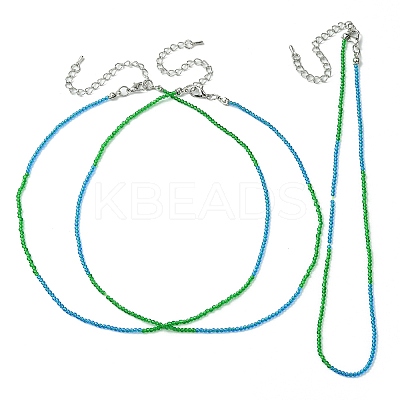 Faceted Rondelle Glass Beaded Necklace for Women NJEW-M208-02B-1