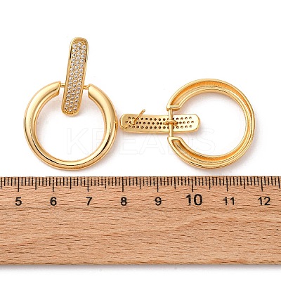 Brass Micro Pave Clear Cubic Zirconia Ring Dangle Stud Earrings EJEW-F374-01G-1