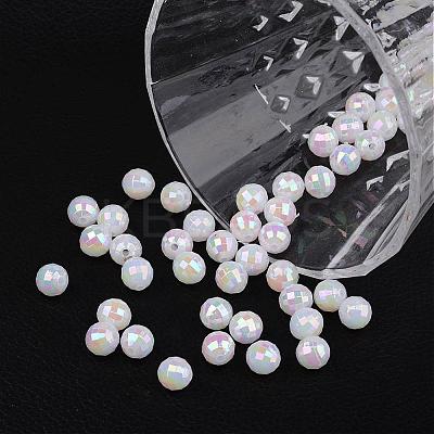 Faceted Colorful Eco-Friendly Poly Styrene Acrylic Round Beads SACR-K001-8mm-78-1