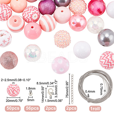 DIY October Breast Cancer Pink Awareness Ribbon Theme Bracelet Keychain Pendant Decoration Making Kit DIY-PH0020-78-1