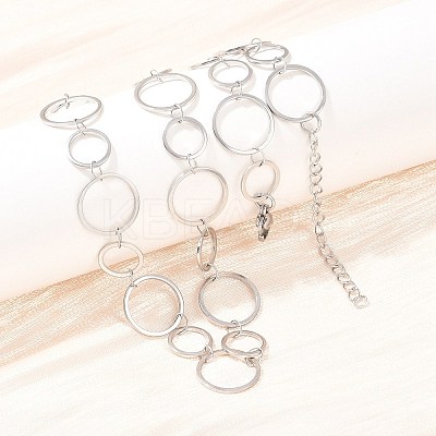304 Stainless Steel 8MM and 12MM Ring Link Chain Necklaces NJEW-P343-02B-P-1