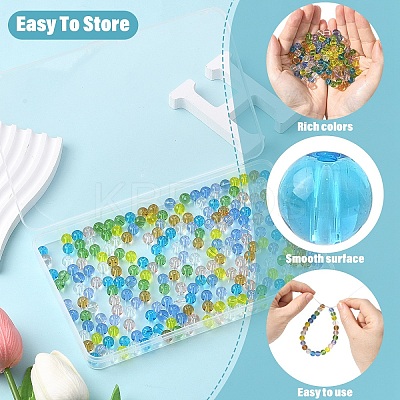 240Pcs 8 Colors Transparent Glass Beads Strands GLAA-YW0005-30-1