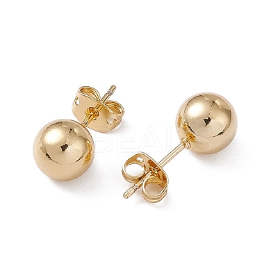 Rack Plating Brass Round Ball Stud Earrings for Women LS-EJEW-F294-08D-G-1