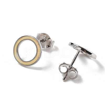 Anti-Tarnish Ring Rhodium Plated 925 Sterling Silver Stud Earrings PB1316-3-1