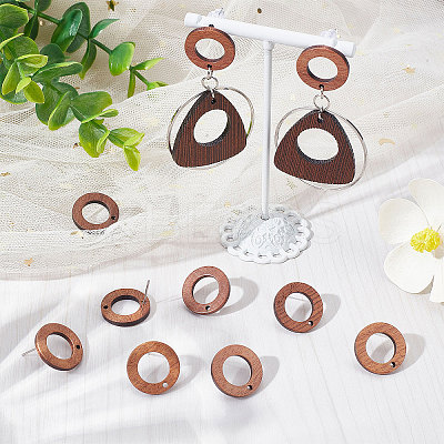 30Pcs Walnut Wood Stud Earring FIND-SC0003-92-1