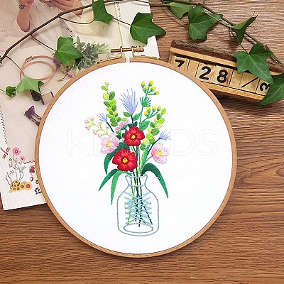 Flower Pattern DIY Embroidery Starter Kits DIY-P077-103-1
