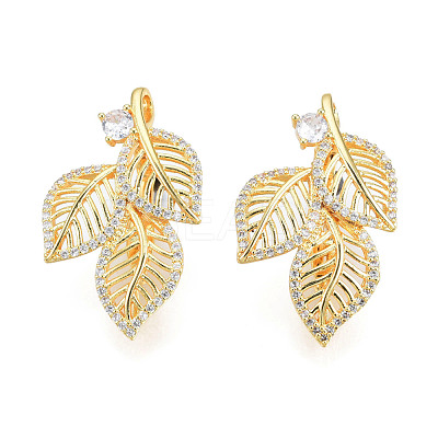Brass Micro Pave Clear Cubic Zirconia Twister Clasps KK-N233-402LG-1