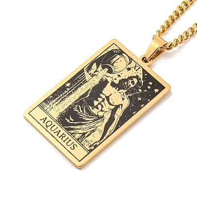 304 Stainless Steel Tarot Pendant Necklaces NJEW-A026-01G-11-1