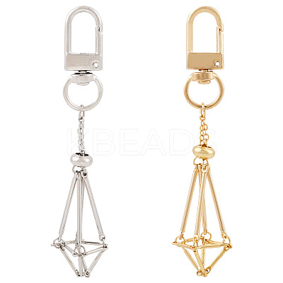 2Pcs 2 Colors Brass Empty Pouch Stone Holder for Keychain KEYC-TA0001-34-1
