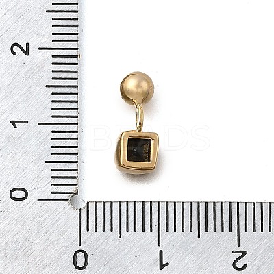 Brass Micro Pave Cubic Zirconia Square Charms KK-D500-01G-1