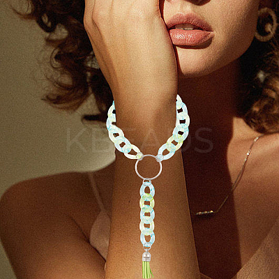 4Pcs Wristlet Keychain Acrylic Curb Chain Keychain Bracelet KEYC-CA0001-38-1
