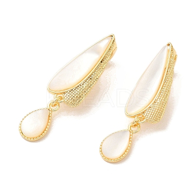 Teardrop Brass Fold Over Clasps KK-Z073-35G-01-1