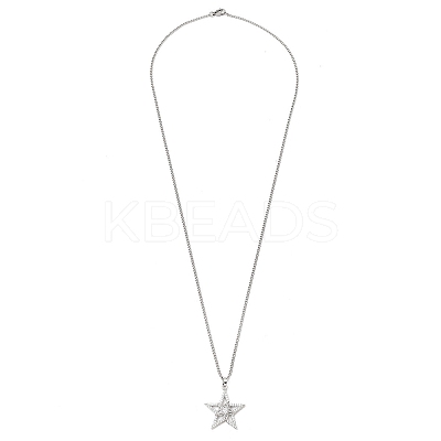 Brass Micro Pave Clear Cubic Zirconia Pendant Necklaces NJEW-M211-02A-P-1