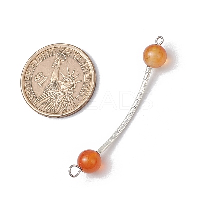 7Pcs 7 Styles Dyed Natural Quartz & Carnelian & Rose Quartz & Black Onyx & Malaysia Jade Round Beads Brass Tube Connector Charms PALLOY-JF03714-1