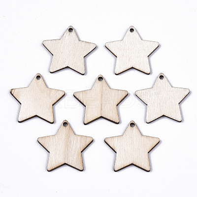 Unfinished Natural Poplar Wood Pendants WOOD-S045-107-1