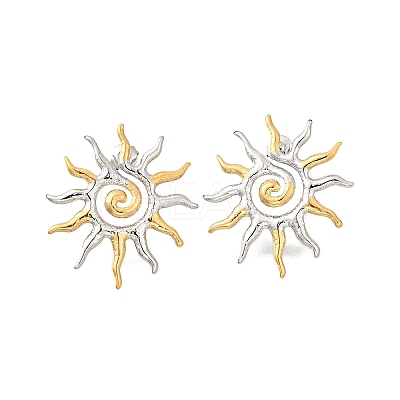 304 Stainless Steel Two Tone Stud Earrings EJEW-R031-01GP-1