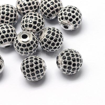 Rack Plating Brass Cubic Zirconia Beads ZIRC-S001-10mm-B03-1