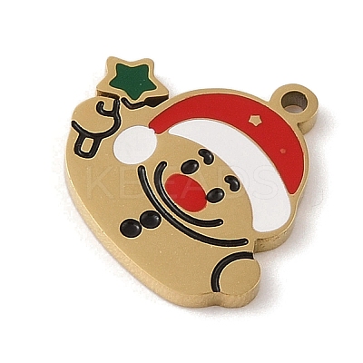 Christmas Theme Ion Plating(IP) 304 Stainless Steel Enamel Pendants STAS-Z083-07G-06-1