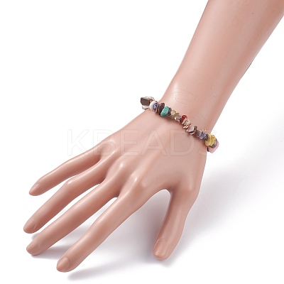 Natural & Synthetic Mixed Chips Beads Stretch Bracelet for Women BJEW-AL00003-07-1