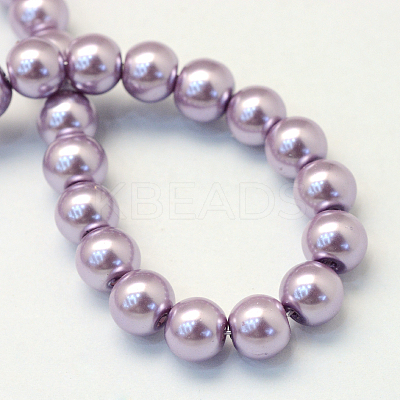 Baking Paint Pearlized Glass Pearl Round Bead Strands X-HY-Q003-4mm-44-1