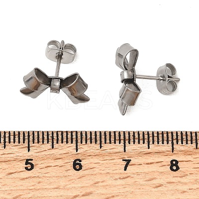 304 Stainless Steel Bowknot Stud Earrings EJEW-Z136-01P-1