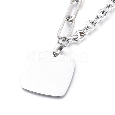 Non-Tarnish 304 Stainless Steel Paperclip Chains & Cable Chain Jewelry Sets SJEW-K153-62P-1