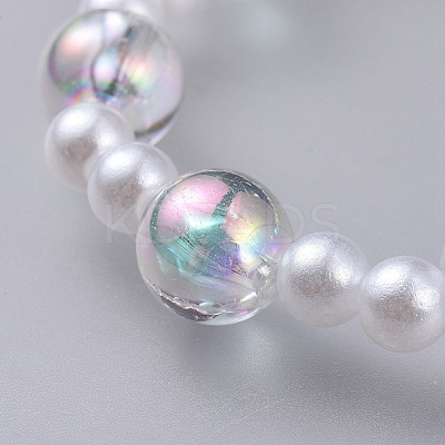 Transparent Acrylic Imitated Pearl  Stretch Kids Bracelets BJEW-JB04575-01-1