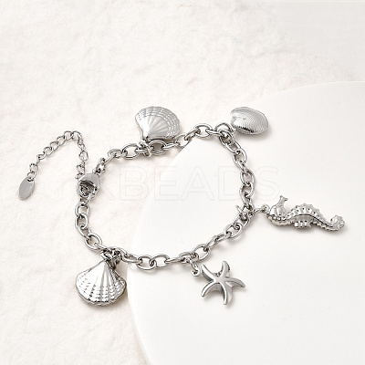 304 Stainless Steel Charm Bracelets BJEW-P368-08A-P-1
