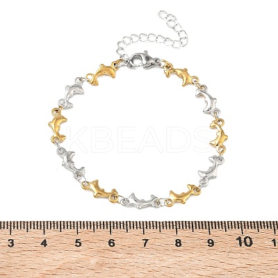 Women's 304 Stainless Steel Dolphin Link Chains Bracelets BJEW-G790-02GP-1