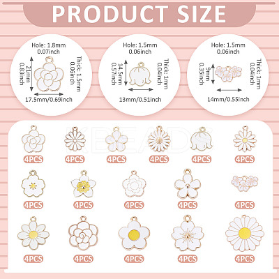 64Pcs 16 Styles Alloy Enamel Pendants ENAM-TA0004-13-1