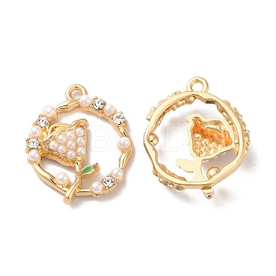 Rack Plating Alloy Enamel Pendants PALLOY-O106-28G-1
