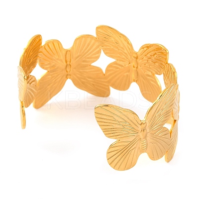 304 Stainless Steel Open Cuff Bangles for Women BJEW-G711-01K-G-1