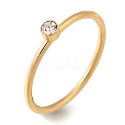 Ion Plating(IP) 304 Stainless Steel Rhinestone Solitaire Rings RJEW-B066-01G-02-1